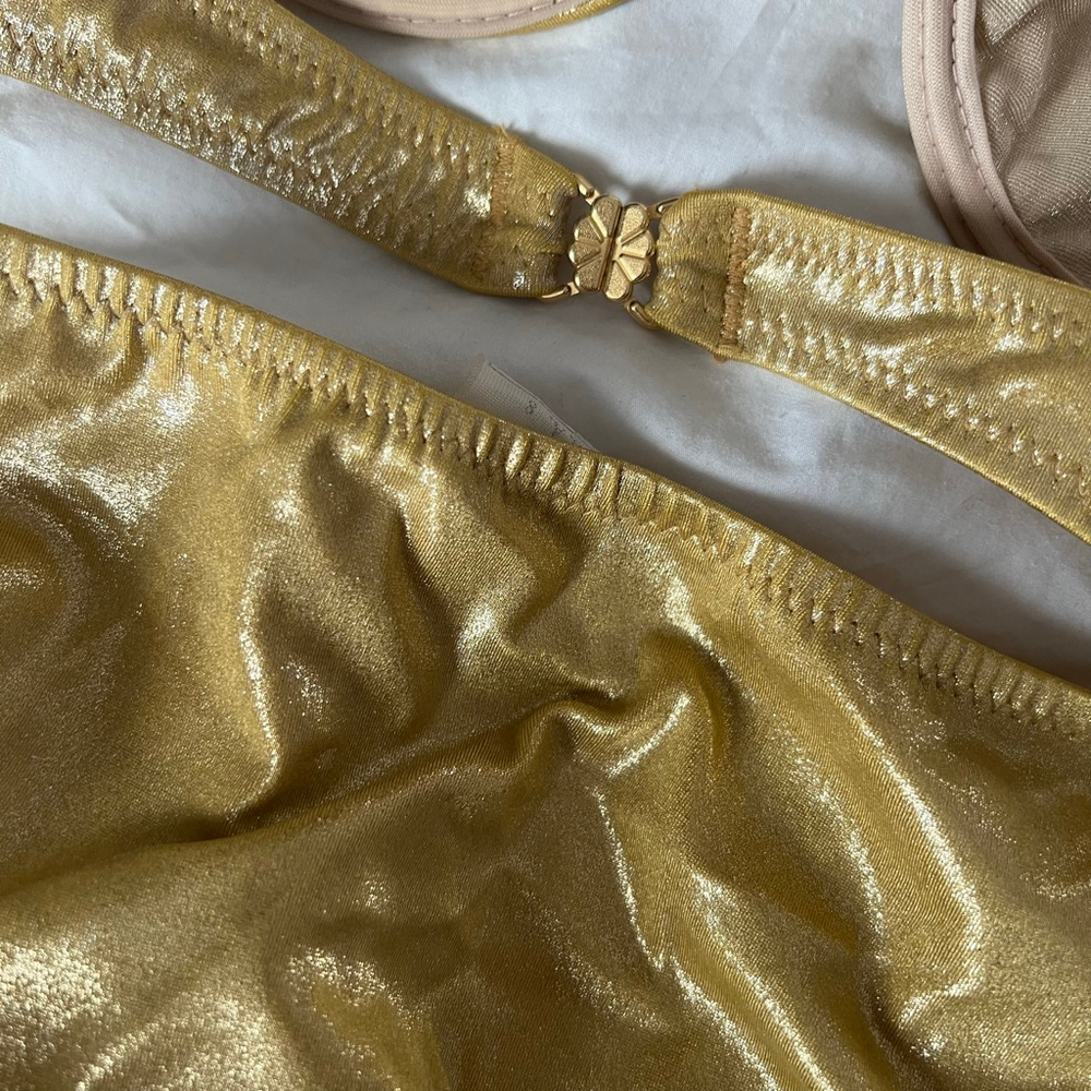 Vintage Gottex Gold Metallic Dazzle Bikini Set Size 8 XS/S RARE - Picture 8 of 10